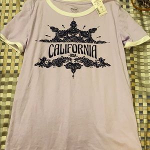 Vintage ringer tee with velvet lettering